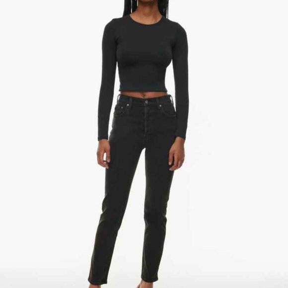 Denim Forum Yoko High Rise Slim, Black Size 25 - Picture 1 of 3